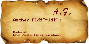 Ascher Flórián névjegykártya